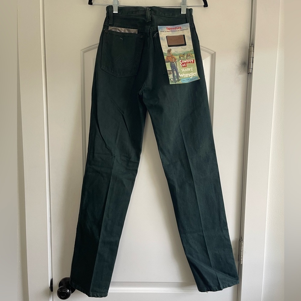 Deadstock Vintage Wrangler Cowboy Cut Straight Tapered Leg Jean Dark Green - Picture 6 of 9